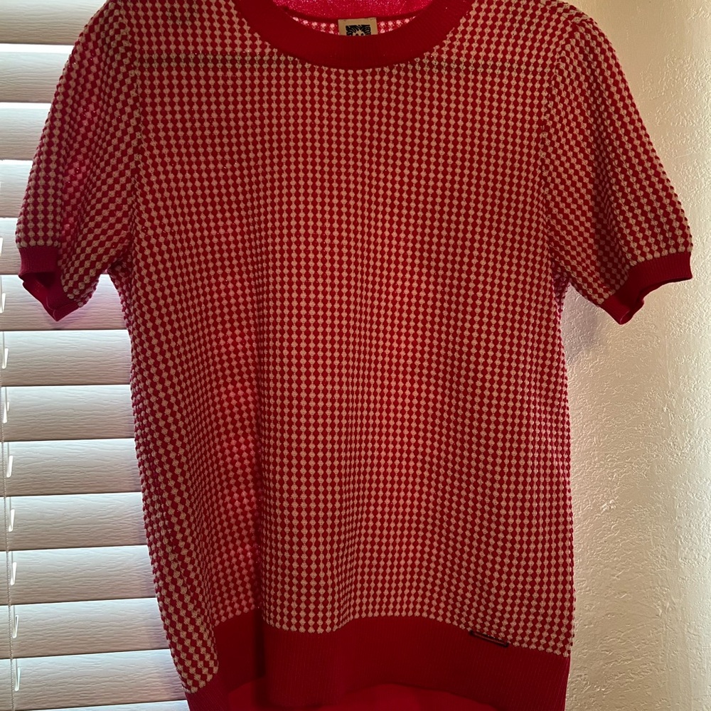 Anne Klein Pink and White Knit Top